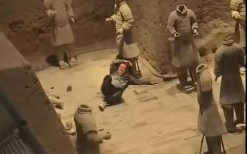 男子跳入秦始皇兵马俑俑坑，还推倒两尊兵马俑，目击者发声，陕西文旅回应