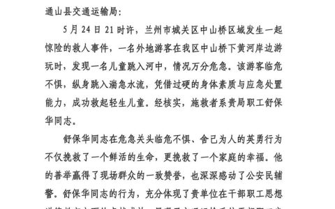 纵身一跃！通山县退役军人舒保华黄河中勇救轻生女童