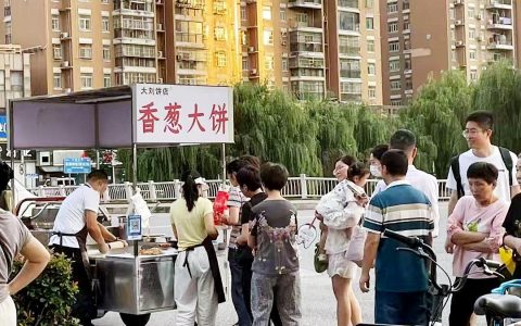 武汉街头出现众多“香葱大饼”摊 有人冒着高温排队一个多小时