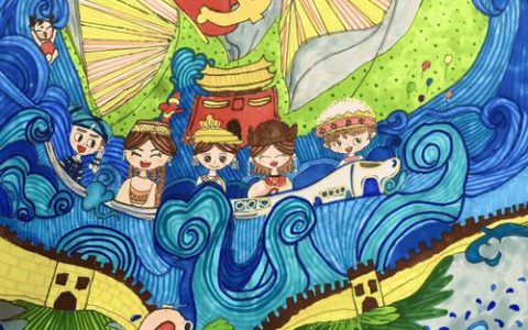 同心执笔绘画卷