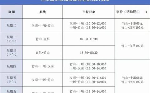 十堰这个新机场航班时刻表、价格公布