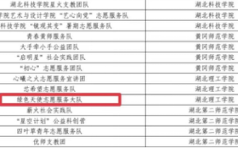 绿色天使志愿服务大队获省级优胜项目
