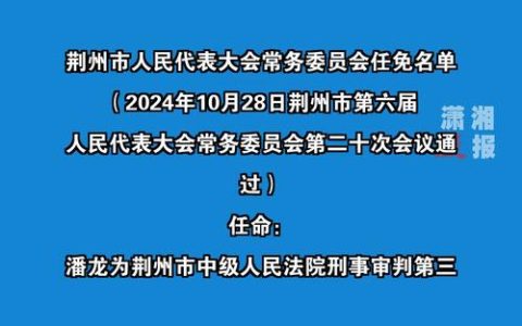荆州最新人事任免