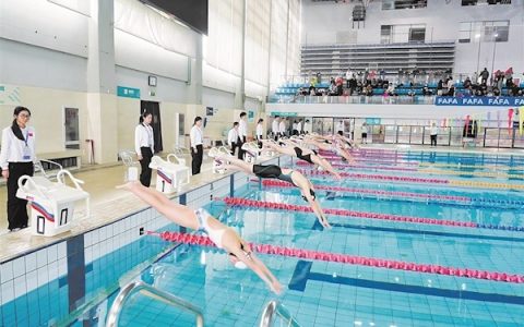 582名小选手劈波斩浪 “小江豚”游泳节开赛