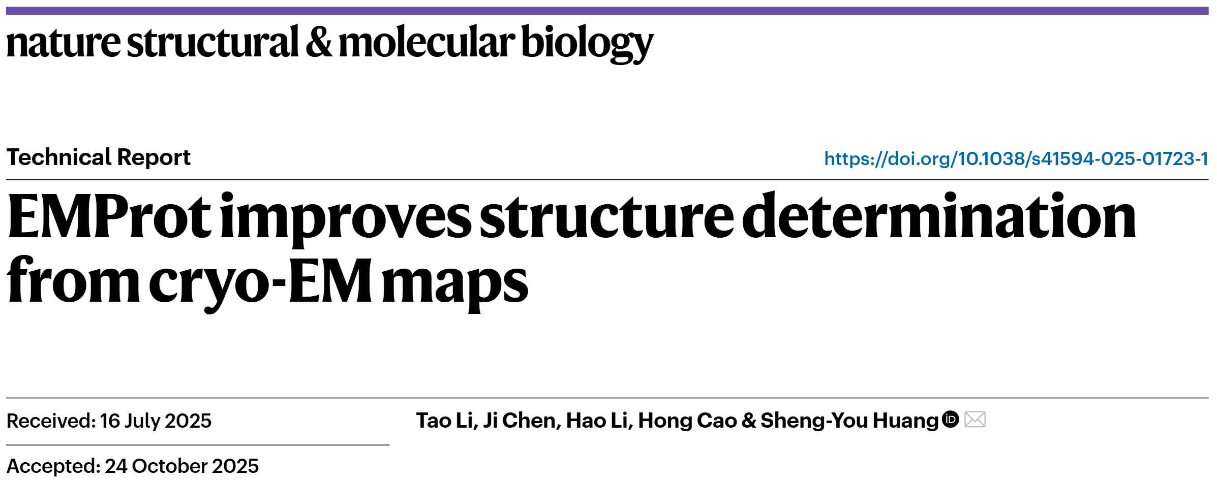 物理学院黄胜友教授团队在冷冻电镜蛋白质结构建模领域获进展