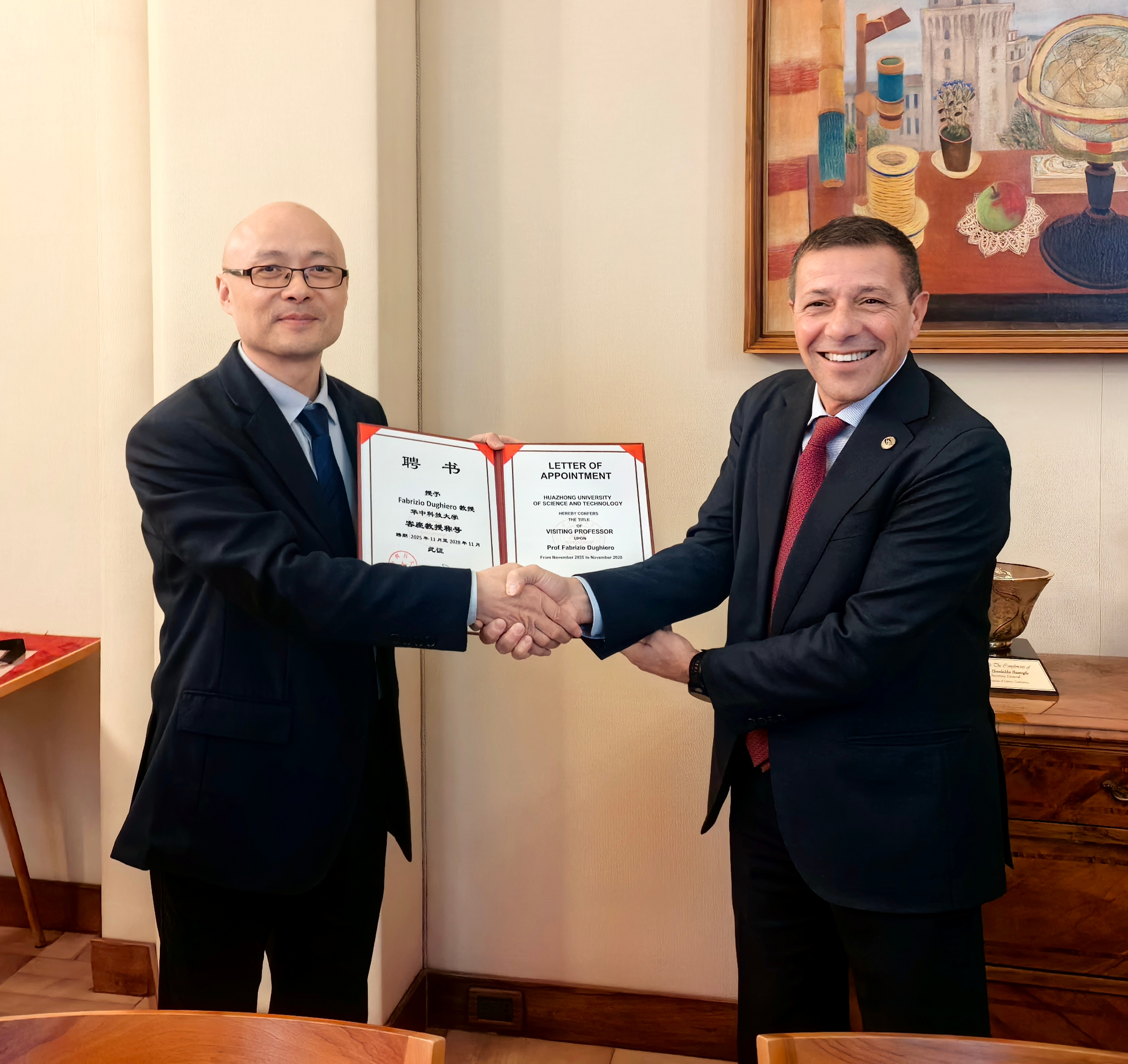 帕多瓦大学工业工程学院布里齐奥·杜吉耶罗教授受聘华中科技大学客座教授