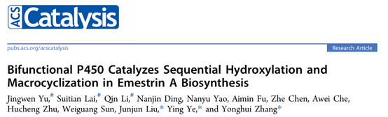 药学院张勇慧团队在抗肿瘤活性分子Emestrin A的生物合成研究中取得进展