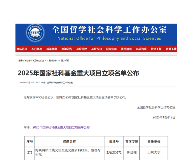 三峡大学再获国家社科基金重大项目