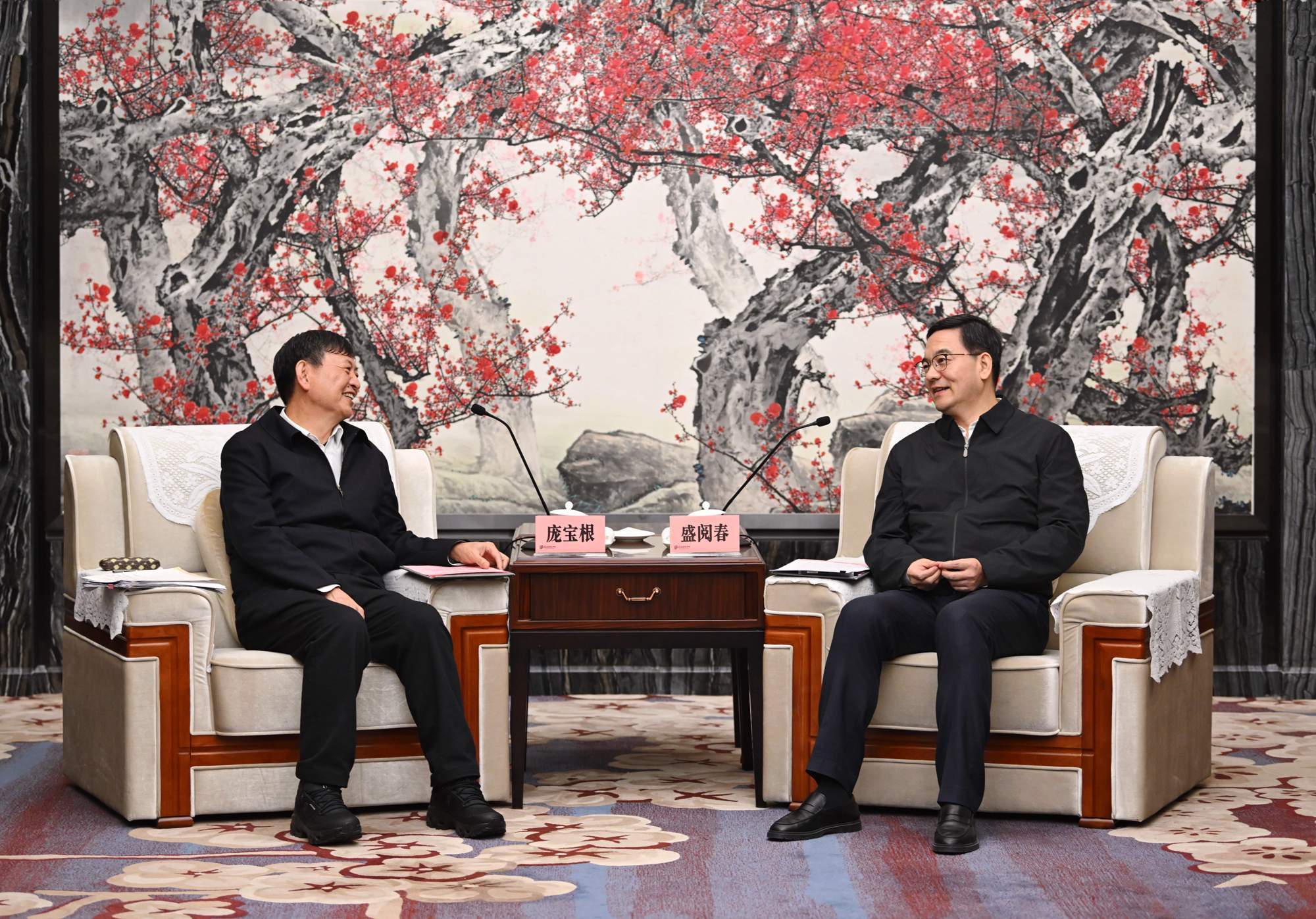 盛阅春会见宝业集团董事长庞宝根