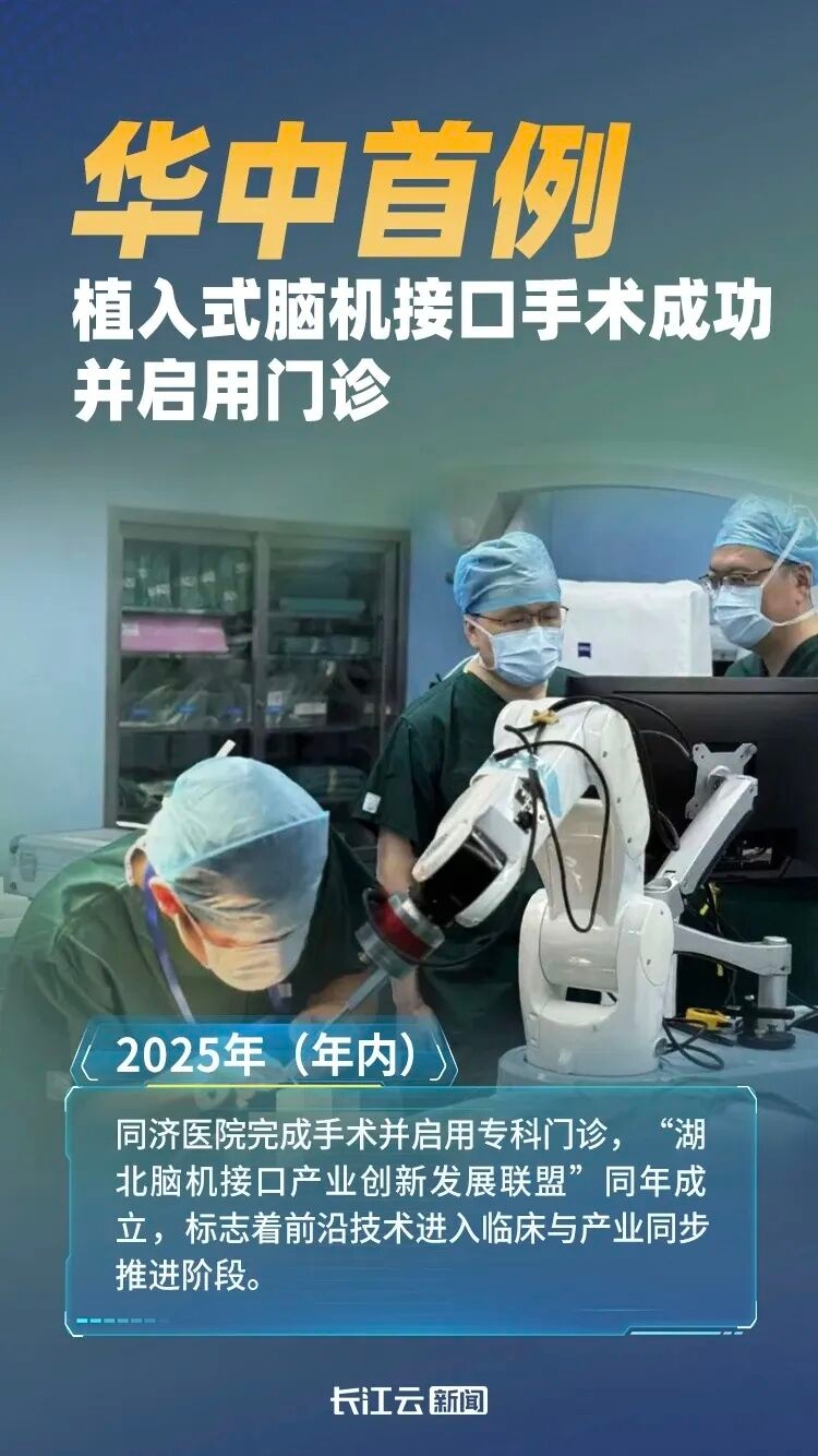 华中首例植入式脑机接口手术成功并启用门诊入选2025湖北十大科技事件