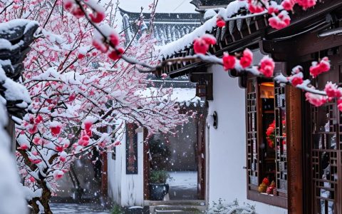 梅苑初雪盛景成冬日“顶流”