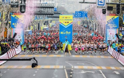 出片！汉马赛道终点“开出”朵朵樱花